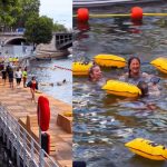 Banhistas curtem 1º mergulho no rio Sena, em Paris, após 102 anos fechado ao público