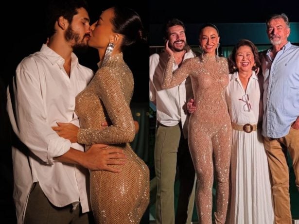 Com famílias reunidas, Sabrina Sato e Nicolas Prattes curtem Réveillon intimista