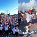 Em maratona de rua, Bell Marques corre 10km e faz show para quatro mil pessoas em seguida