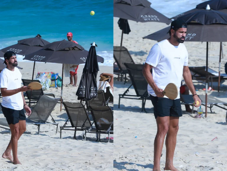 Após vexame do Botafogo, Diego Costa curte praia, vê fotógrafo e vai embora