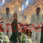 Tata Estaniecki e Júlio Cocielo são fotografados juntos em casamento em Osasco