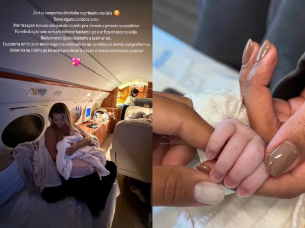Brunna Gonçalves conta como se preparou para 1ª viagem de avião com a filha