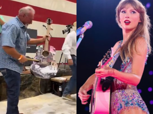 Homem compra violão autografado por Taylor Swift e o destrói à marteladas