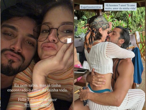 Agatha Moreira e Rodrigo Simas celebram 7 anos de relação e trocam declarações