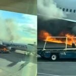 Avião da American Airlines pega fogo em aeroporto dos EUA e passageiros saem pela asa