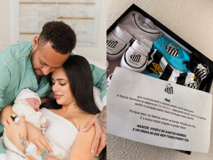 Já nasceu santista! Filha de Neymar e Biancardi ganha roupas personalizadas do clube