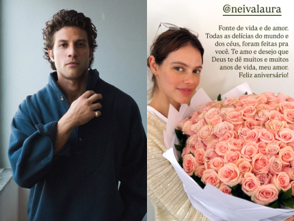 Chay Suede se declara para Laura Neiva e presenteia a esposa com buquê: “Vida e amor”