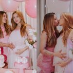 Mari Fernandez e Júlia Ribeiro abrem álbum de fotos de chá de bebê da primeira filha