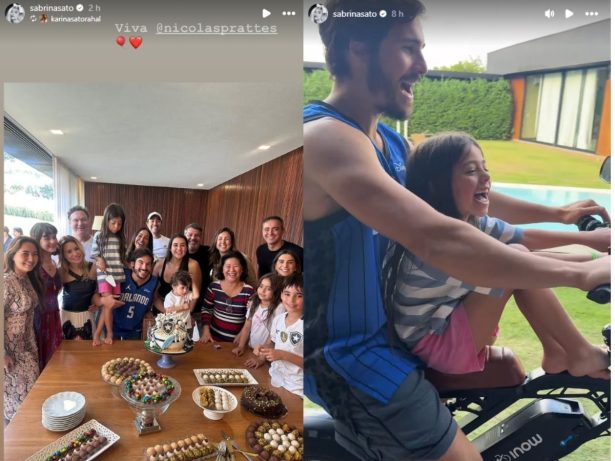 Nicolas Prattes ganha festa intimista e carinho especial de Zoe e Sabrina Sato