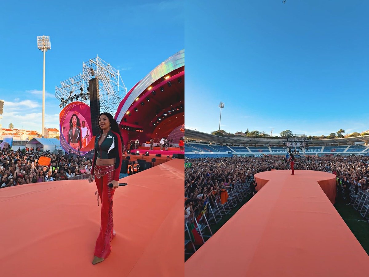 Na tarde deste sábado (28/09), mais de 15 mil pessoas estiveram no Estádio do Restelo, em Portugal, para assistir ao show de Ludmilla com sua turnê Numanice (Imagens: Camila Hage)