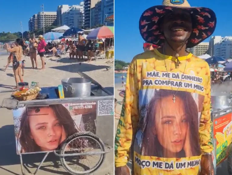 Vendedor faz sucesso em praia do Rio  vendendo “milho da Larissa Manoela”