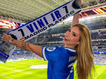 “Sua namorada é brega”: Virginia Fonseca brinca ao torcer por Vini Jr. em Madri