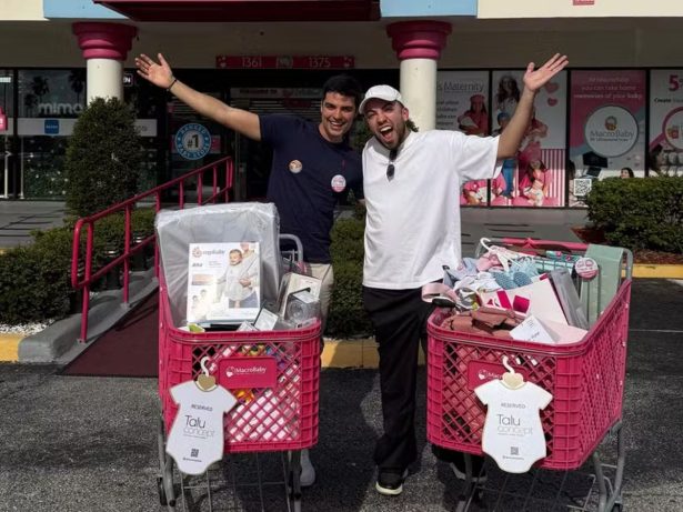 Em Orlando, Lucas Rangel e Lucas Bley mostram compras do enxoval da 1ª filha