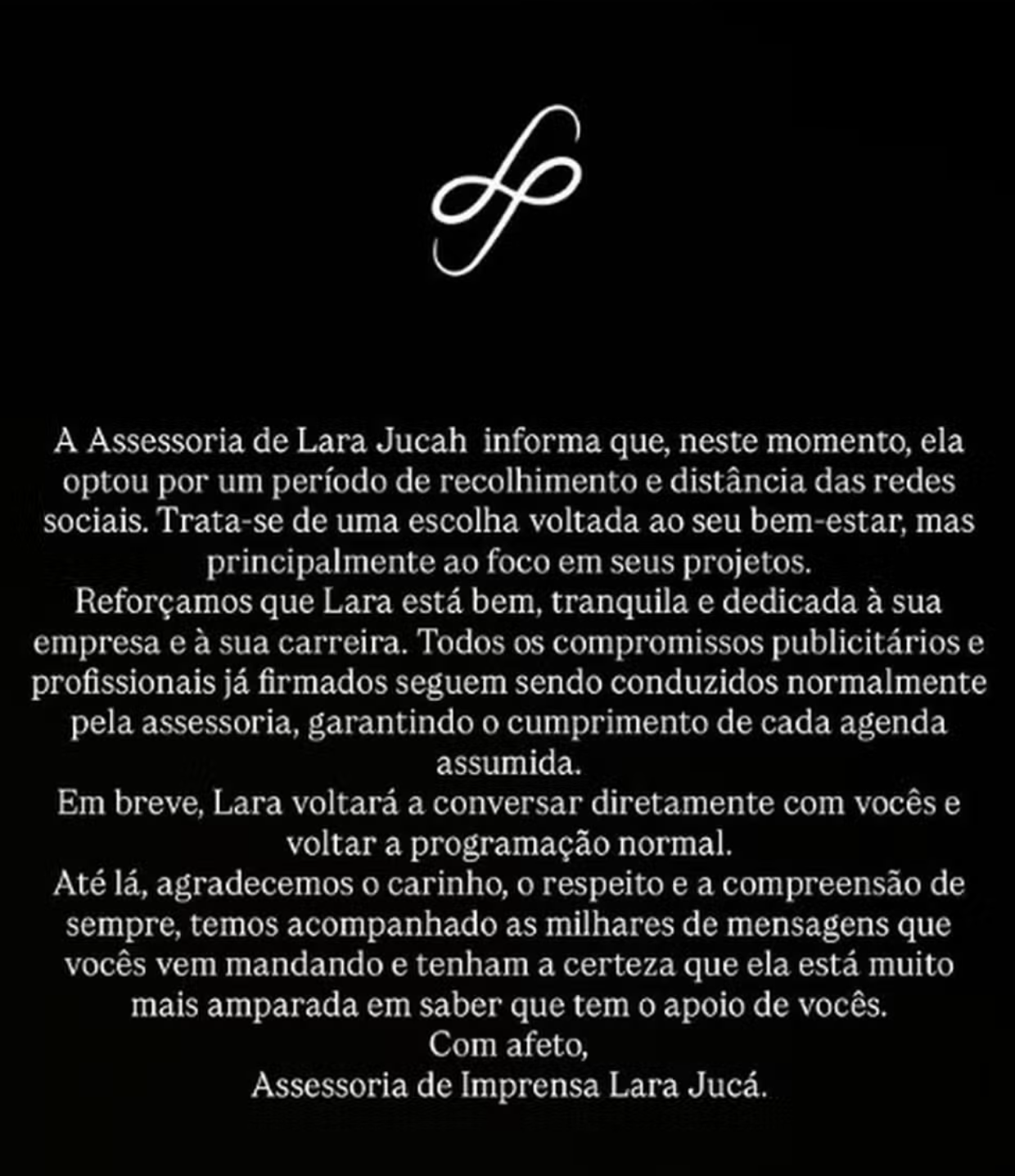 Pronunciamento de Lara Jucá. Foto: Reprodução/ Redes Sociais Pronunciamento de Lara Jucá. Foto: Reprodução/ Redes Sociais