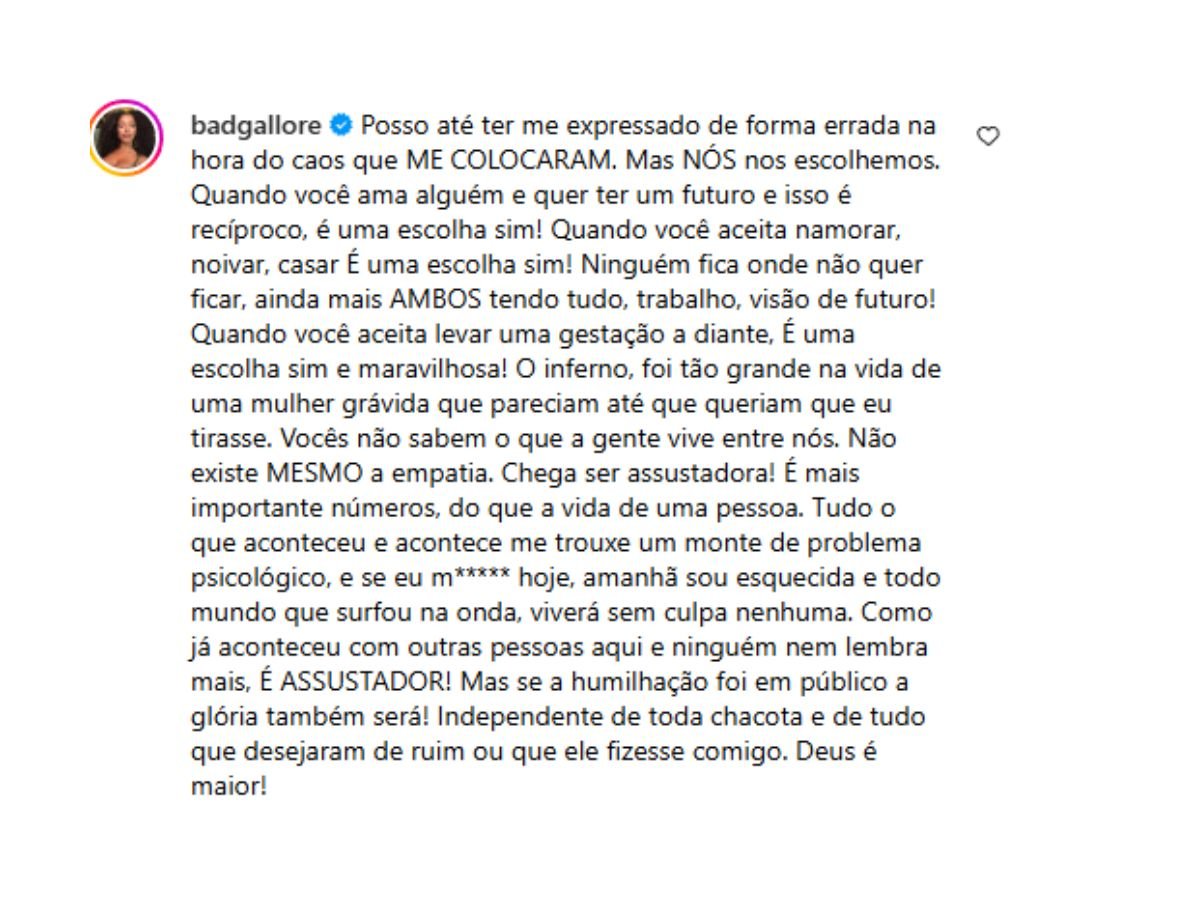 Lorena Maria rebate críticas sobre escolha de ser mãe do filho de MC Daniel / Reprodução