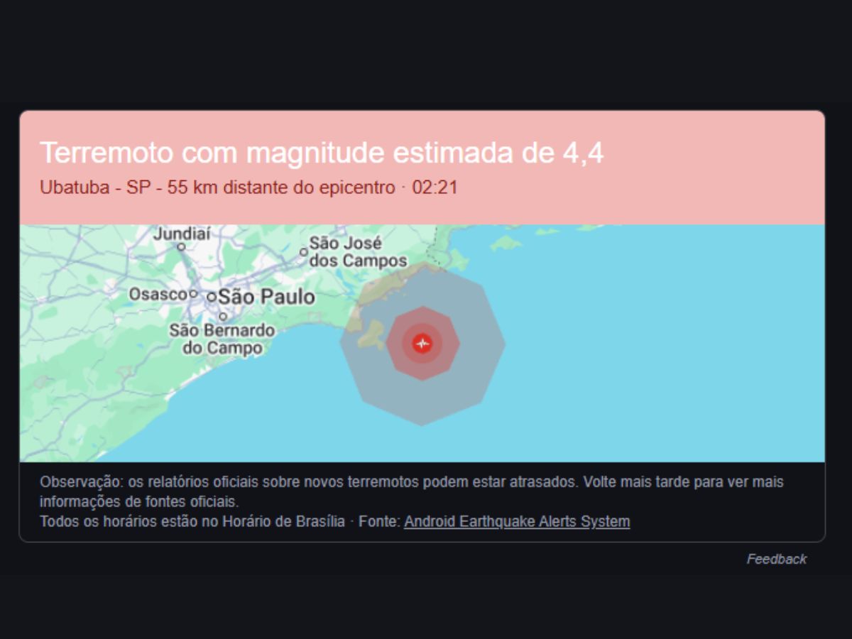 Alerta de terremoto no Brasil durante a madrugada