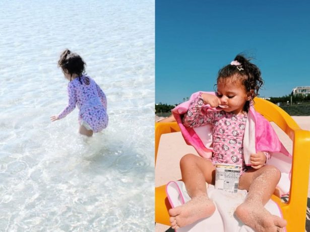 Helena, filha de Neymar e Kimberlly, curte praia na Coreia do Sul durante viagem com a mãe