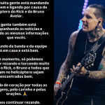 Guitarrista de Rick & Renner se manifesta após desaparecimento de helicóptero: “continuar rezando”