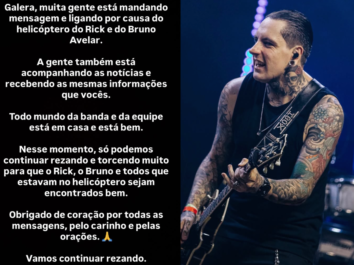 Guitarrista de Rick & Renner se pronuncia sobre helicóptero desaparecido: 