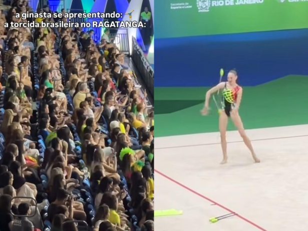 Ginasta se apresenta ao som de “Ragatanga” e torcida brasileira reproduz coreografia