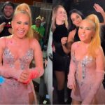 Joelma é surpreendida por bailarinos e produção em seu aniversário