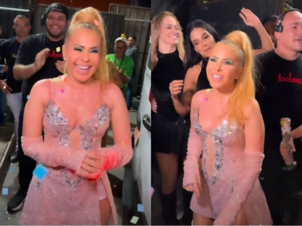 Joelma é surpreendida por bailarinos e produção em seu aniversário