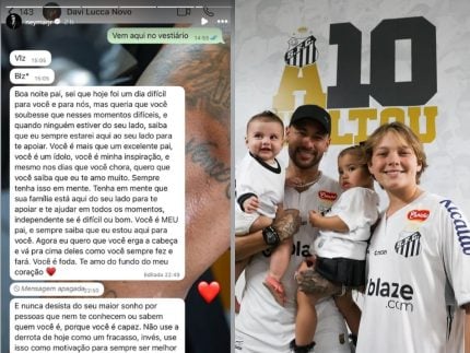 Filho de Neymar envia mensagem tocante ao pai após Santos perder de 6 a 0 para o Vasco