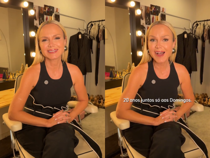 Eliana lembra que estreou como apresentadora aos domingos há 20 anos e celebra nova fase