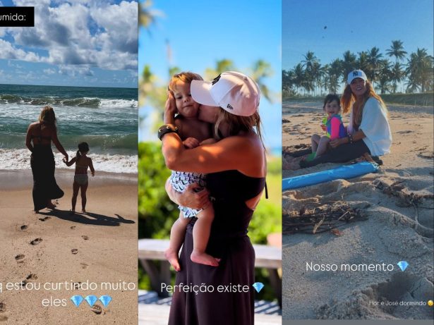Poliana Rocha compartilha registros de férias com os netos e o filho, Zé Felipe
