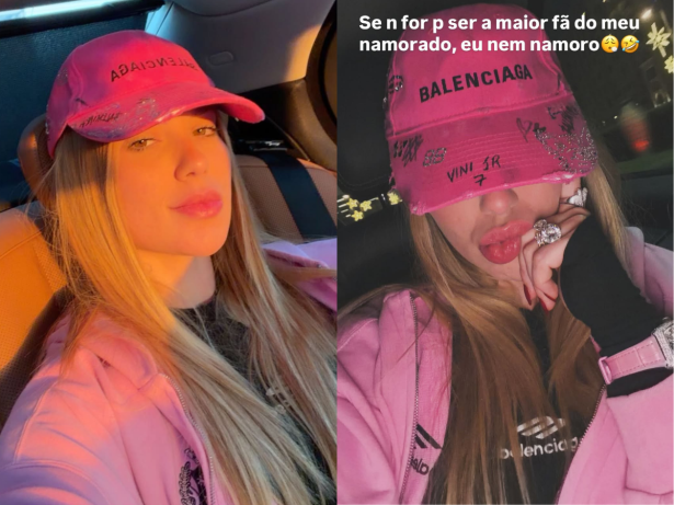 A caminho do Brasil, Virginia mostra look com referência a Vini Jr.: “Maior fã do meu namorado”