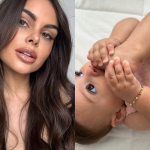 Amanda Kimberlly flagra Helena, filha de Neymar, com o pézinho na boca