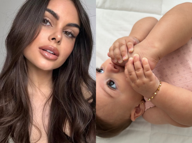 Amanda Kimberlly flagra Helena, filha de Neymar, com o pézinho na boca